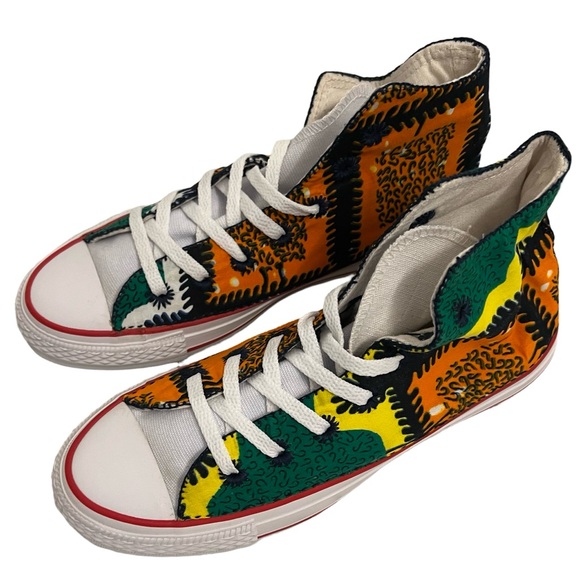 Converse Shoes - Converse Custom Hi Tops In Colorful African Print
